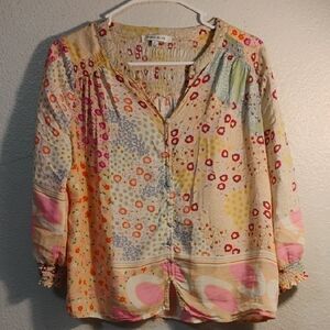 Rose & Olive Colorful Patterned Blouse Size Small